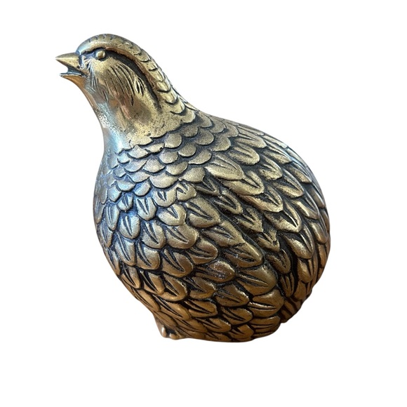 Vintage Brass Quail Figurine Mid Century Art Collectible Bird Art Decor Nature - Picture 1 of 11